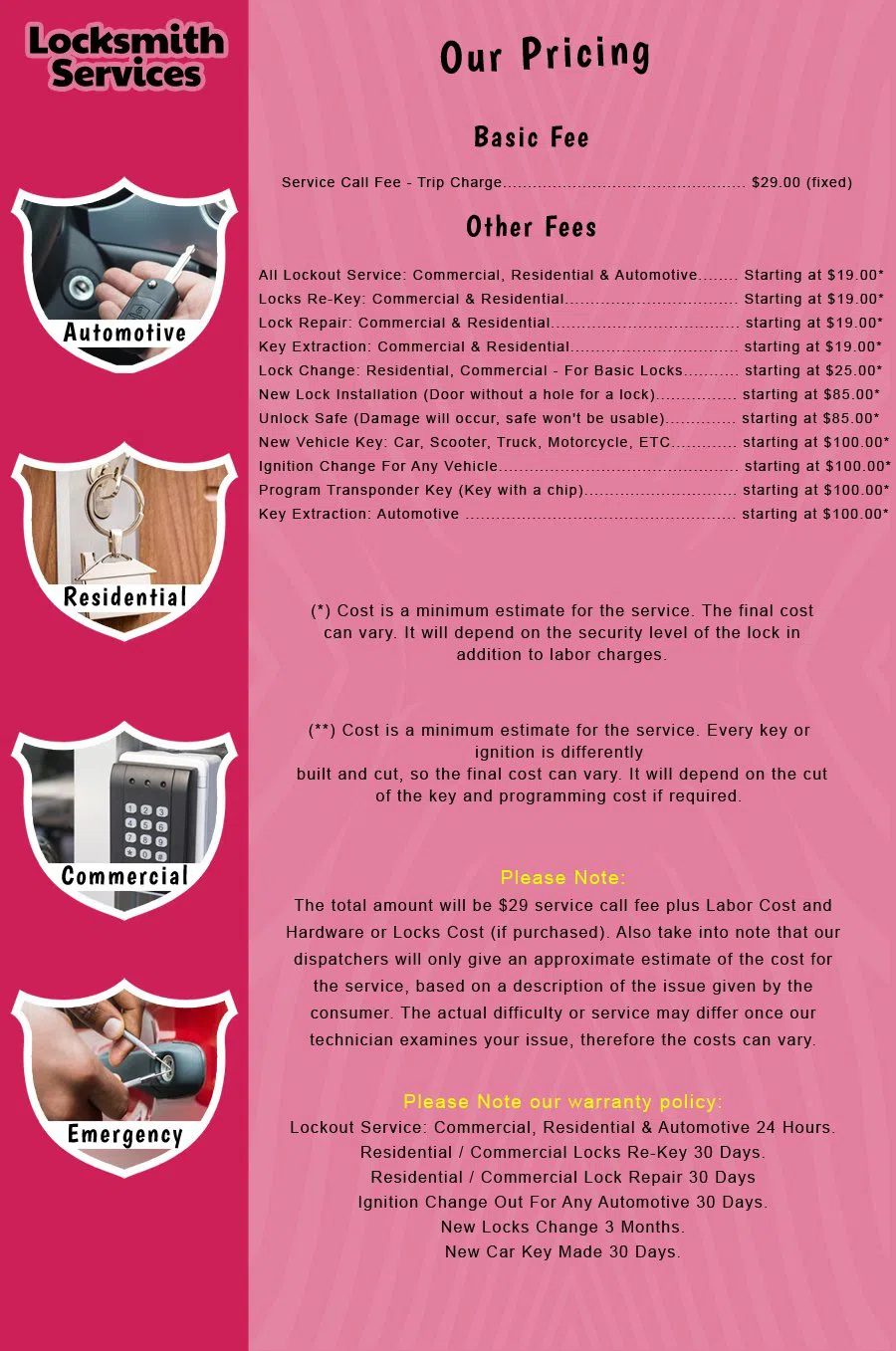 Belle Mead NJ Locksmith Store Belle Mead, NJ 908-396-6458 - price-list-c-18